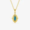 Collier pendentif acier doré, motif ovale et turquoise synthétique SO OR