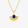 Collier pendentif acier doré et lapis-lazuli bleu 45cm SO OR