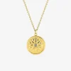 Collier pendentif acier doré et cristal blanc SO OR