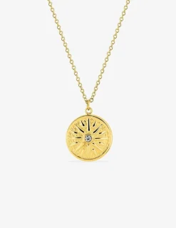 Collier pendentif acier doré et cristal blanc SO OR