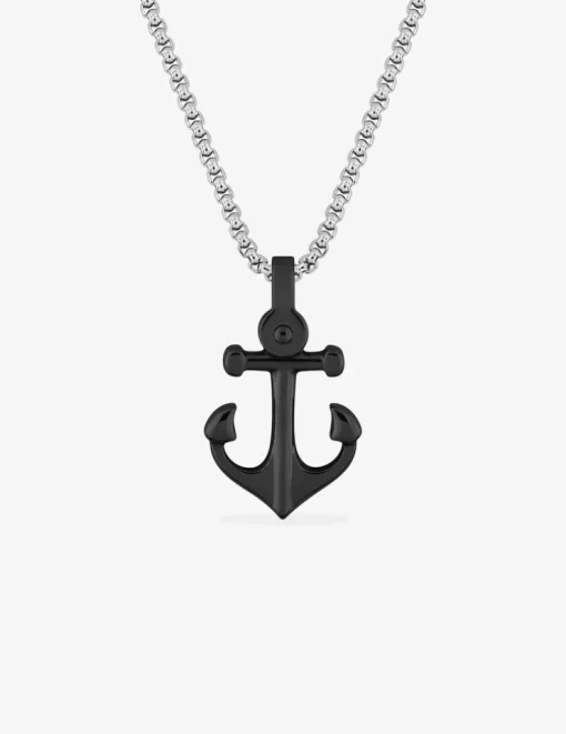 Collier pendentif ancre en acier SO OR