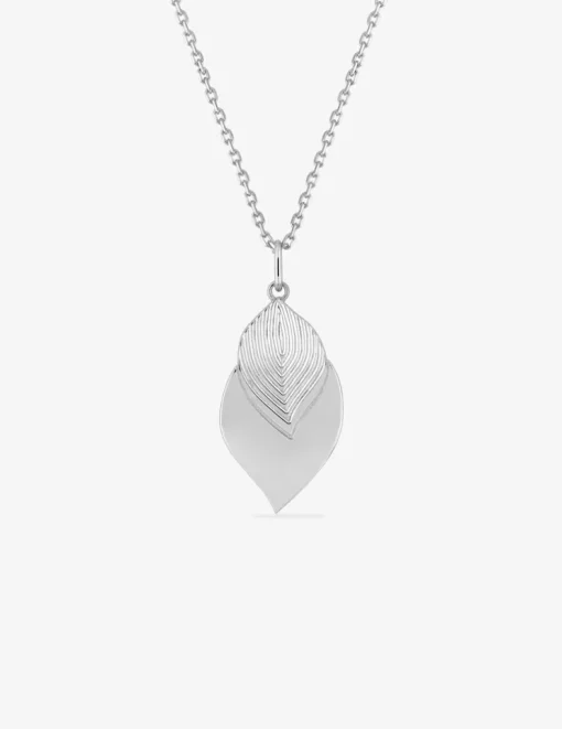 Collier pendentif argent 925 ‰ rhodié et motif feuille SO OR