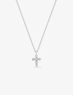 Collier pendentif croix en argent 925 ‰ rhodié et oxyde de zirconium SO OR