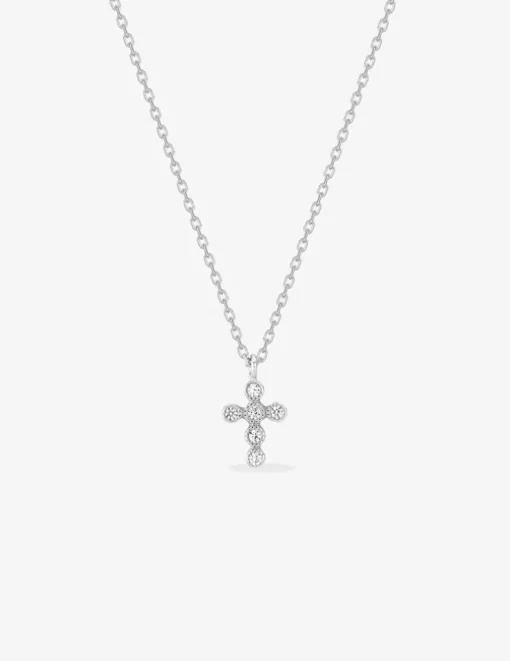 Collier pendentif croix en argent 925 ‰ rhodié et oxyde de zirconium SO OR