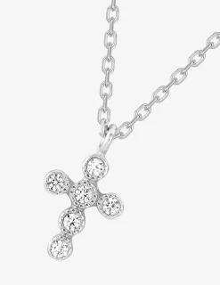 Collier pendentif croix en argent 925 ‰ rhodié et oxyde de zirconium SO OR