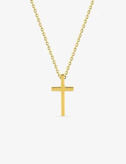 Collier pendentif croix en acier doré SO OR
