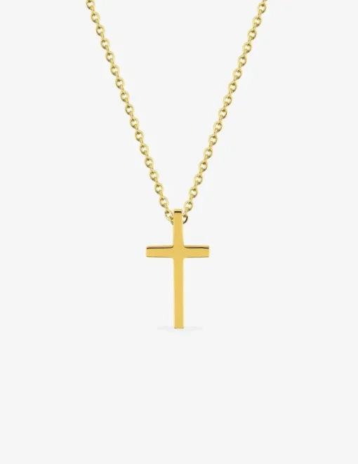 Collier pendentif croix en acier doré SO OR