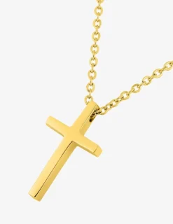 Collier pendentif croix en acier doré SO OR
