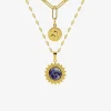 Collier pendentif double acier doré et lapis-lazuli bleu SO OR