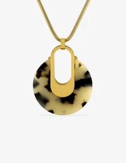 Collier pendentif en acier doré et acétate SO OR