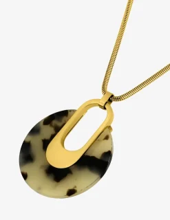 Collier pendentif en acier doré et acétate SO OR