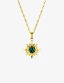 Collier pendentif fantaisie 45 cm malachite synthétique SO OR