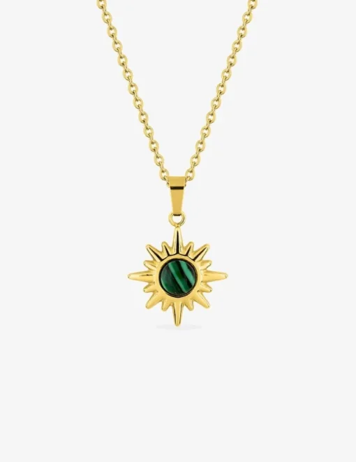Collier pendentif fantaisie 45 cm malachite synthétique SO OR