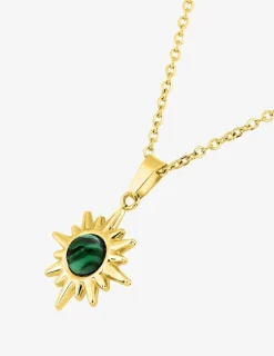 Collier pendentif fantaisie 45 cm malachite synthétique SO OR