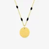 Collier pendentif fantaisie noir et acier doré SO OR