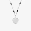 Collier pendentif fantaisie noir et acier, motif plaque cœur SO OR