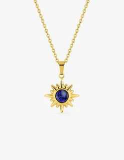 Collier pendentif fantaisie 45 cm lapis-lazuli bleu synthétique SO OR
