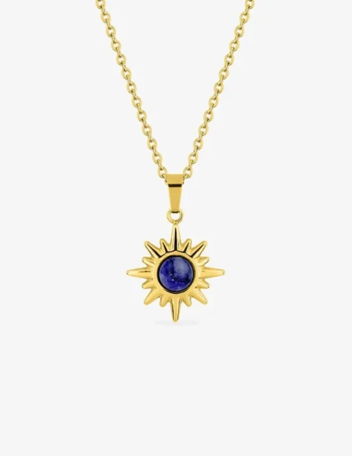 Collier pendentif fantaisie 45 cm lapis-lazuli bleu synthétique SO OR
