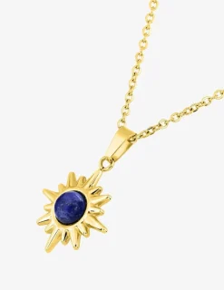 Collier pendentif fantaisie 45 cm lapis-lazuli bleu synthétique SO OR