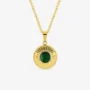 Collier pendentif fantaisie acier doré, motif malachite synthétique SO OR