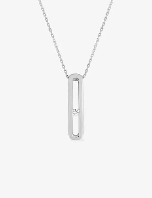 Collier pendentif maillon chaîne forçat argent 925 ‰ rhodié avec oxyde de zirconium SO OR