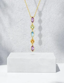 Collier pendentif or jaune 375‰ et pierres fines SO OR