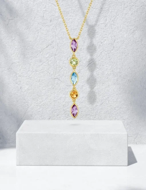 Collier pendentif or jaune 375‰ et pierres fines SO OR