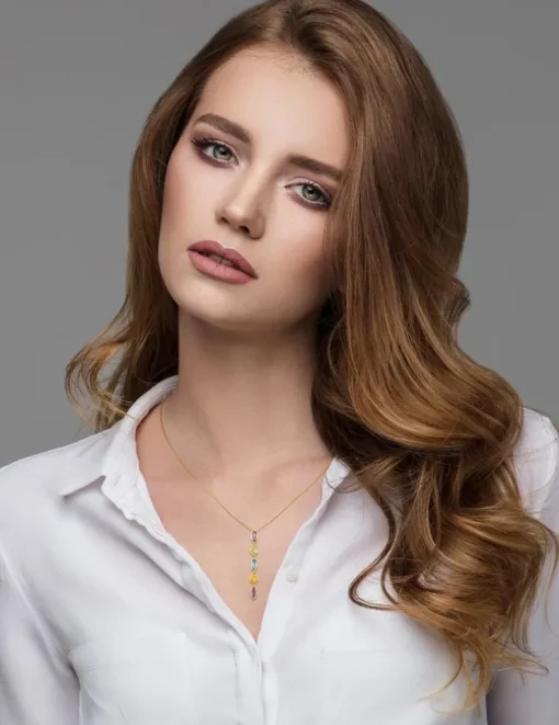 Collier pendentif or jaune 375‰ et pierres fines SO OR