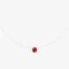 Collier pendentif or jaune 375 ‰ rubis et fil nylon SO OR