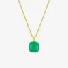 Collier pendentif or jaune 750 ‰ et agate verte SO OR