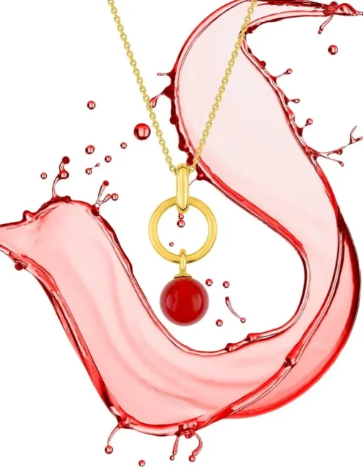 Collier pendentif or jaune 750 ‰ et cornaline SO OR