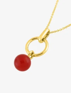 Collier pendentif or jaune 750 ‰ et cornaline SO OR