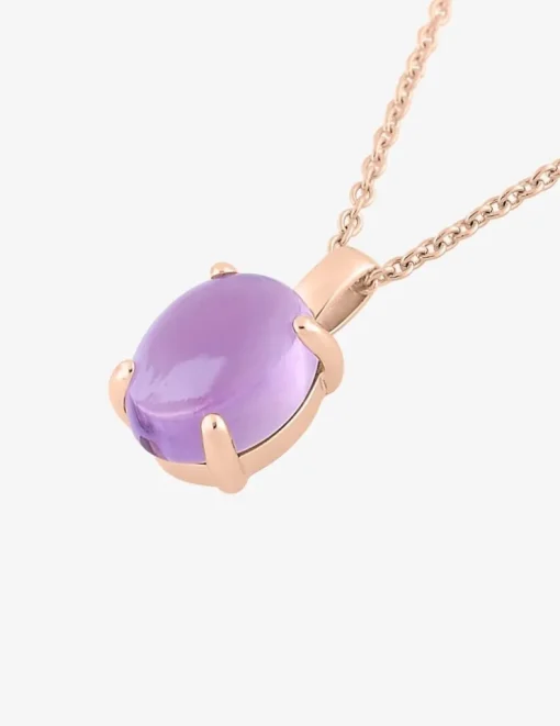 Collier pendentif or rose 750 ‰ et améthyste SO OR
