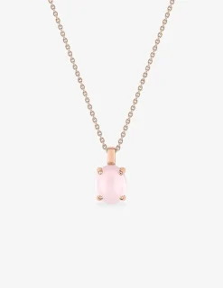 Collier pendentif or rose 750 ‰ et quartz rose SO OR
