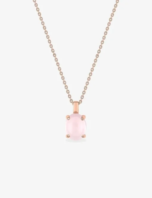 Collier pendentif or rose 750 ‰ et quartz rose SO OR