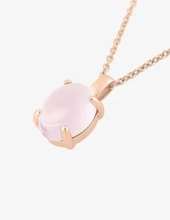 Collier pendentif or rose 750 ‰ et quartz rose SO OR