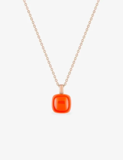 Collier pendentif or rose 750 ‰ et cornaline SO OR