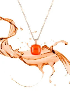 Collier pendentif or rose 750 ‰ et cornaline SO OR
