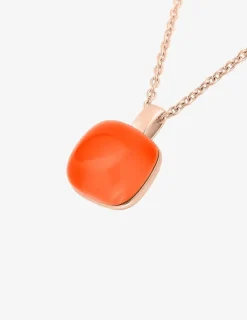 Collier pendentif or rose 750 ‰ et cornaline SO OR