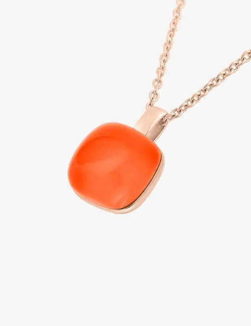 Collier pendentif or rose 750 ‰ et cornaline SO OR
