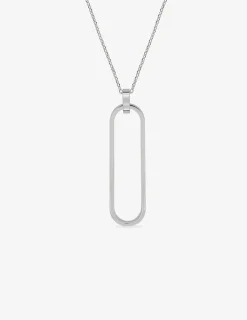 Collier pendentif ovale en argent 925 ‰ rhodié SO OR