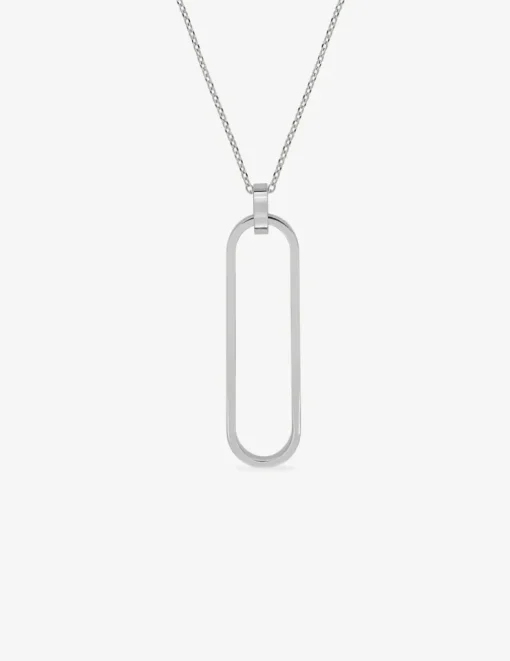 Collier pendentif ovale en argent 925 ‰ rhodié SO OR
