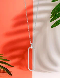 Collier pendentif ovale en argent 925 ‰ rhodié SO OR