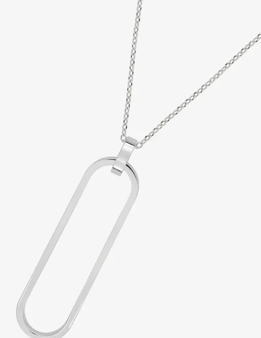 Collier pendentif ovale en argent 925 ‰ rhodié SO OR