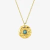 Collier pendentif turquoise bleue synthétique et acier doré SO OR