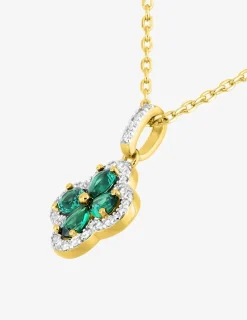 Collier plaqué or avec oxydes de zirconium verts et blancs SO OR
