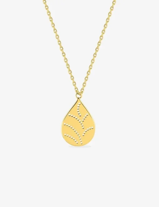 Collier plaqué or avec pendentif en forme de goutte et motif percé SO OR