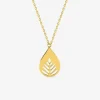 Collier plaqué or avec pendentif en forme de goutte et motif feuille SO OR