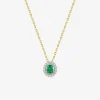 Collier plaqué or avec pendentif oxydes de zirconium blancs et vert SO OR