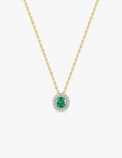 Collier plaqué or avec pendentif oxydes de zirconium blancs et vert SO OR